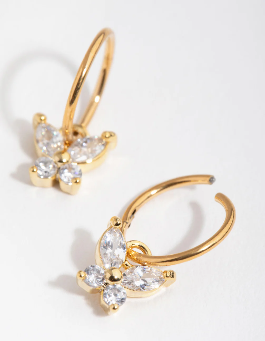24 Carat Gold Plated Surgical Steel Butterfly Sleeper Earrings - Image 2