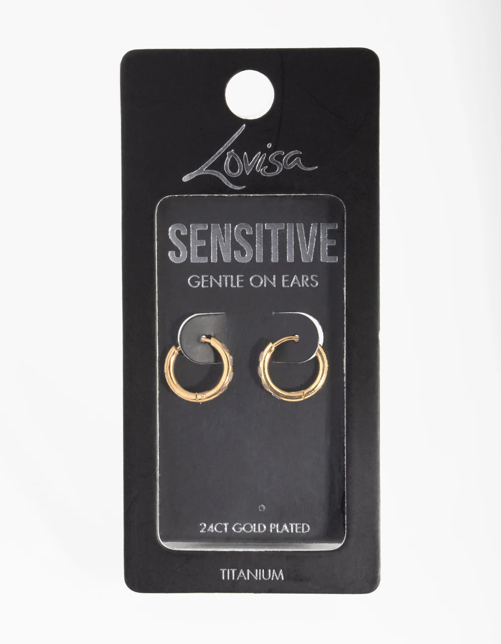 24 Carat Gold Plated Surgical Steel Diamante Huggie Earrings - Image 3