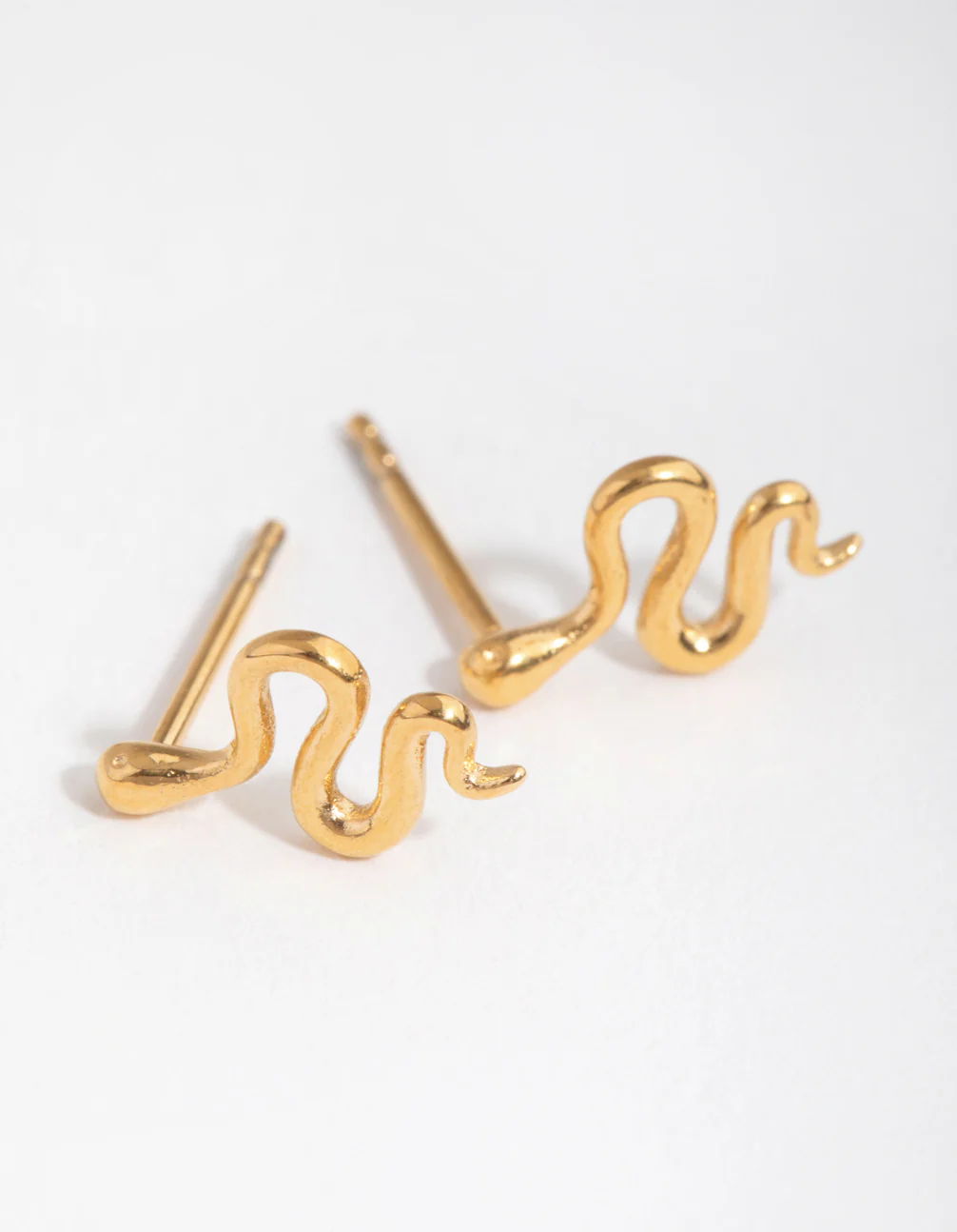 24 Carat Gold Plated Surgical Steel Polished Snake Stud Earrings - Image 2