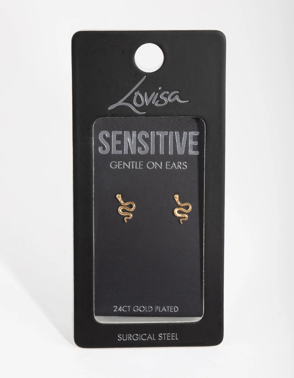 24 Carat Gold Plated Surgical Steel Polished Snake Stud Earrings - Image 4