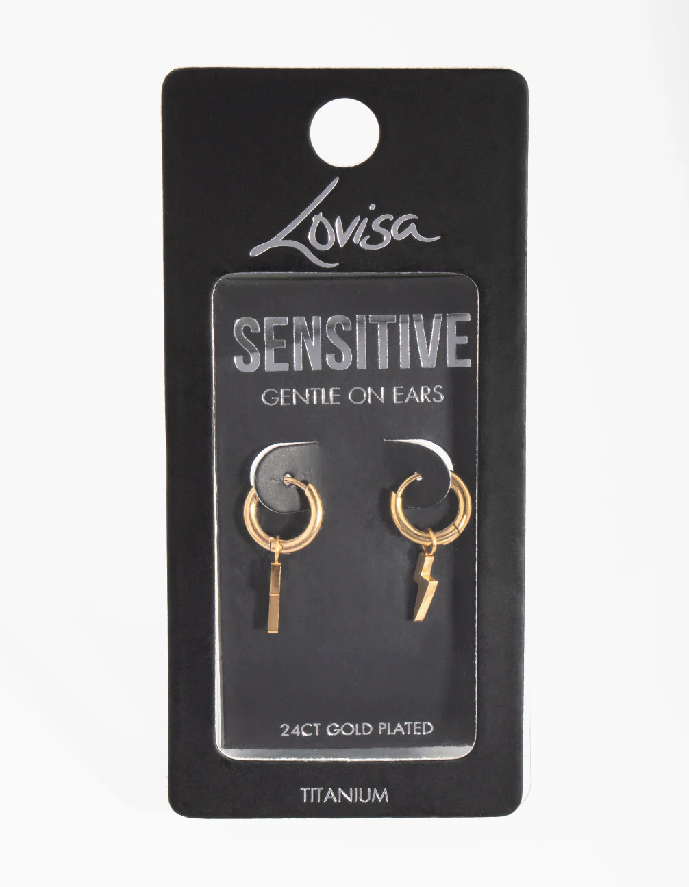 24 Carat Gold Plated Titanium Light Belt Huggie Earrings - Image 3