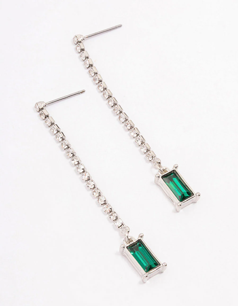 Silver Cup Chain Radiant Drop Earrings