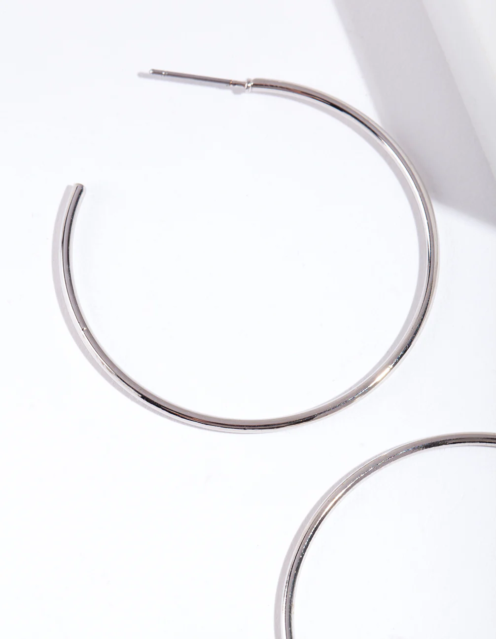 Silver 40mm Round Hoop Earrings - Image 2