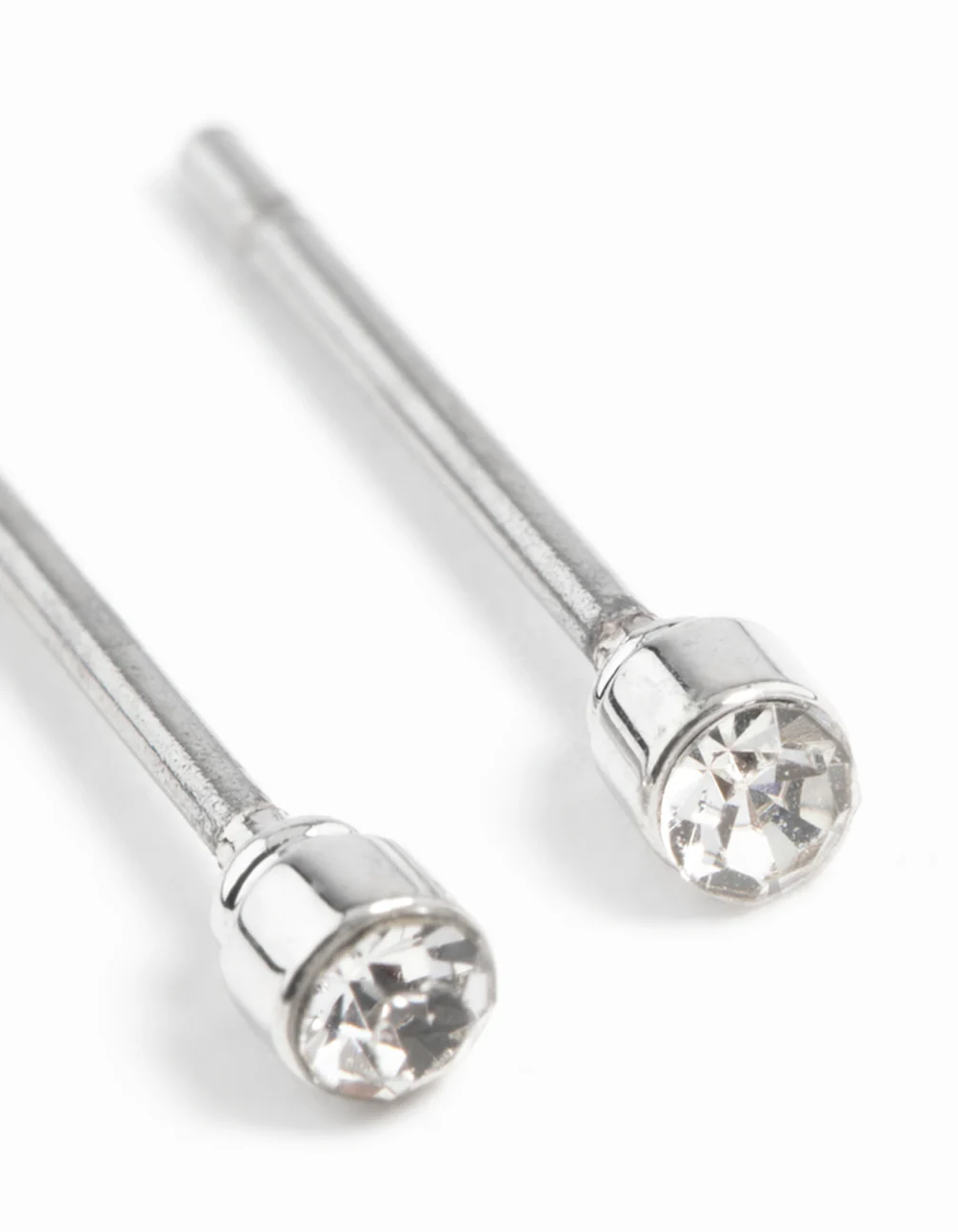 Silver Tiny Diamante Stud Earrings - Image 7