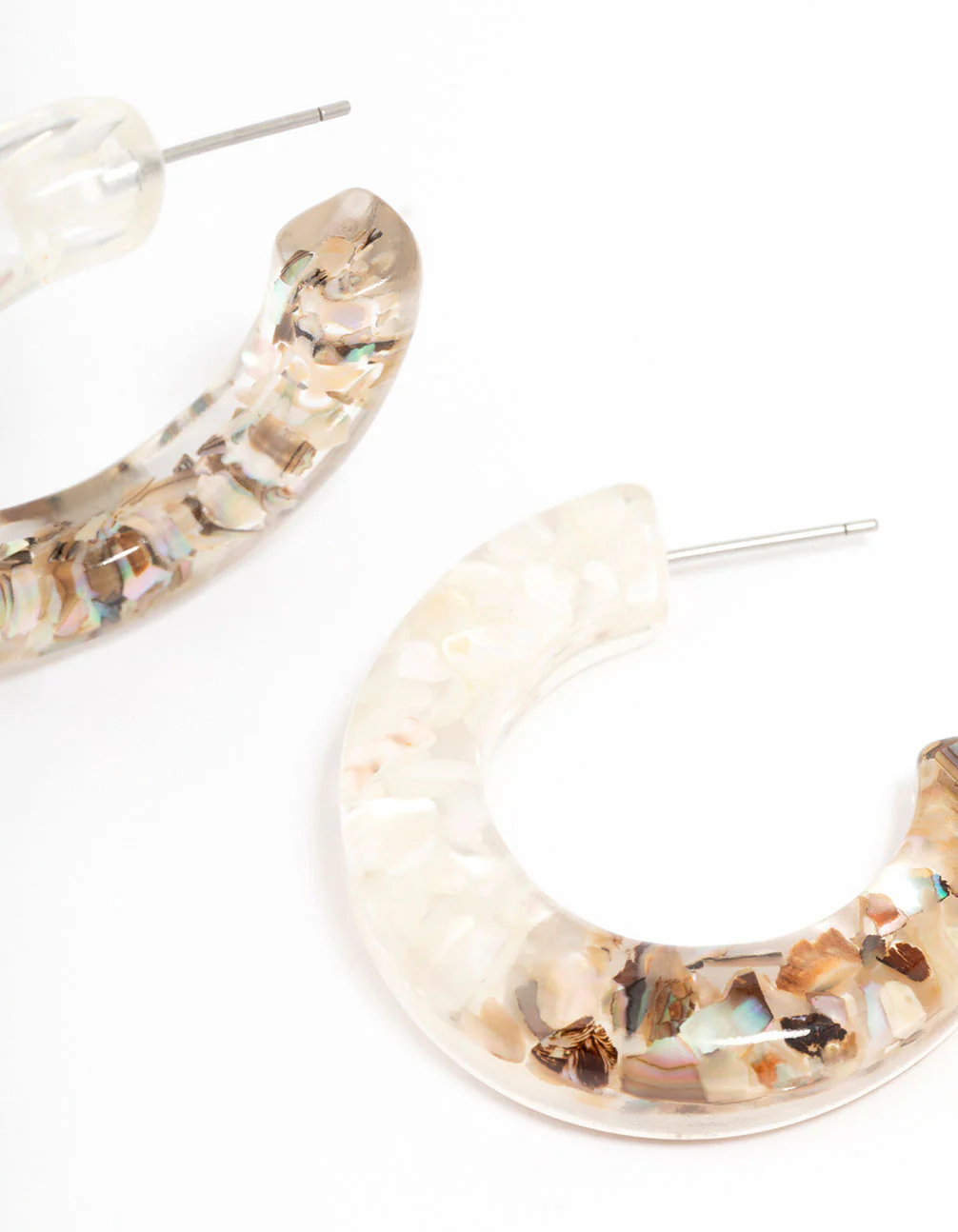 Acrylic Clear Glitter Hoop Earrings - Image 3