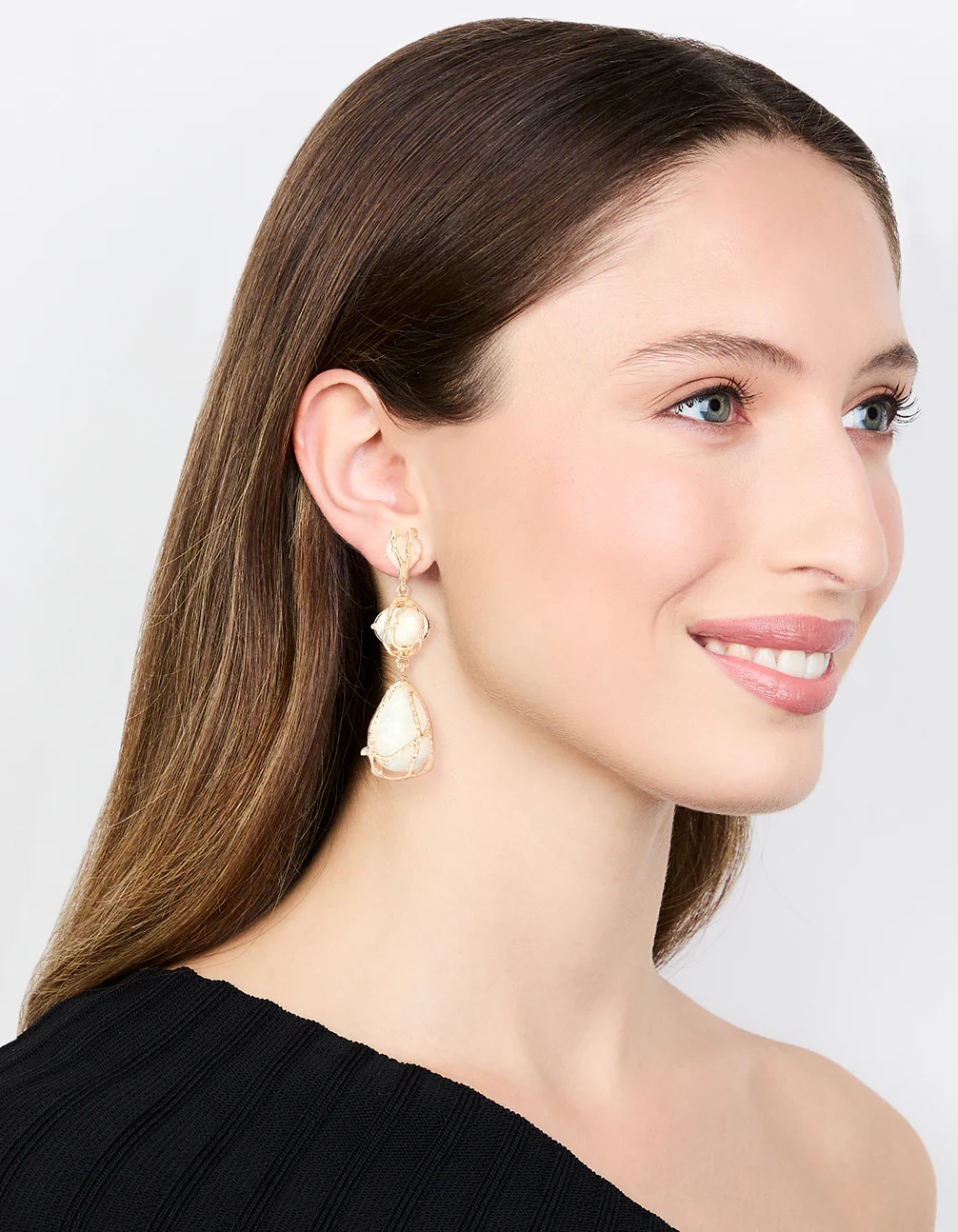 Acrylic Gold Wrapped Drop Earrings - Image 3