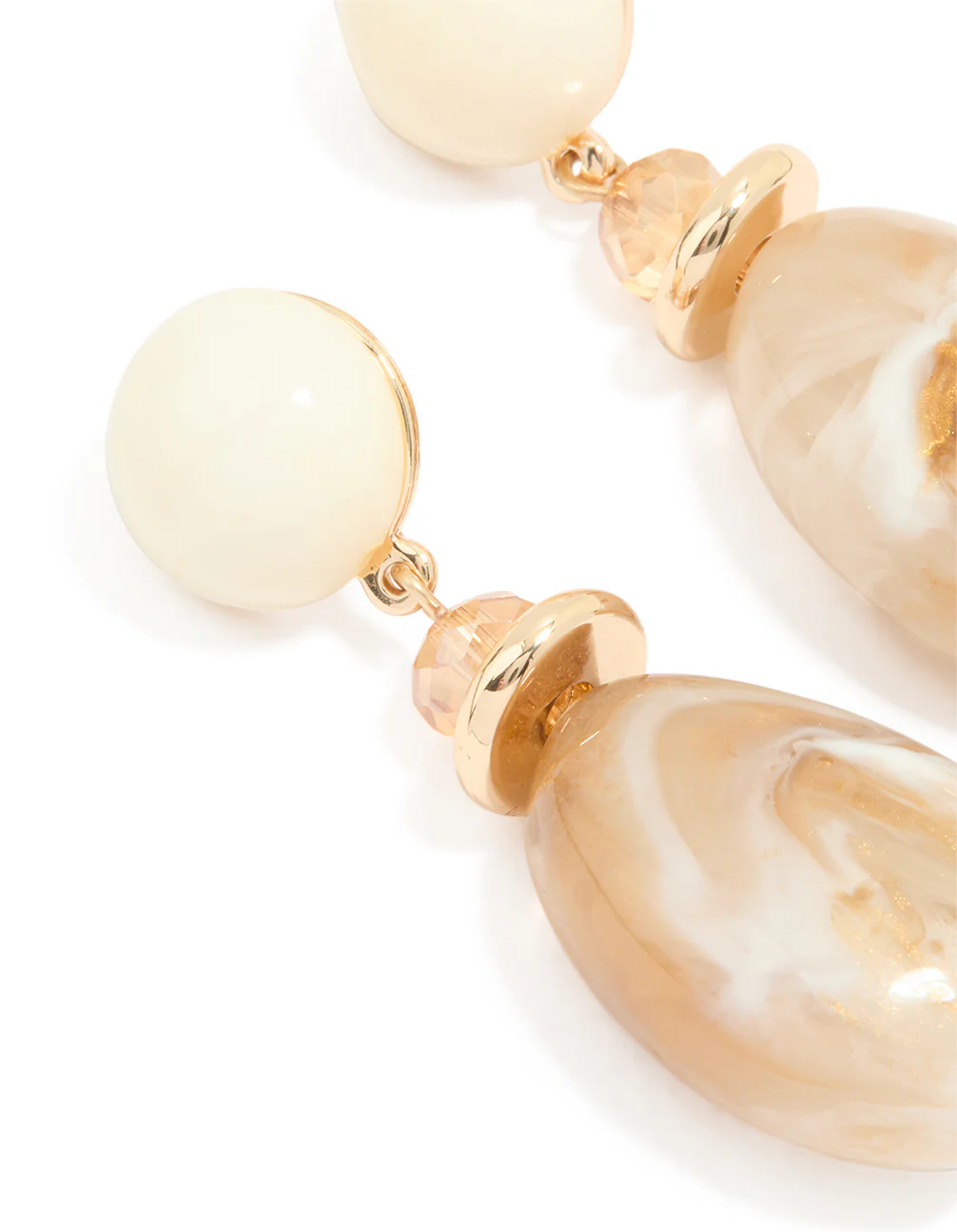 Acrylic Marble Oval Stone Drop Earrings - Image 2