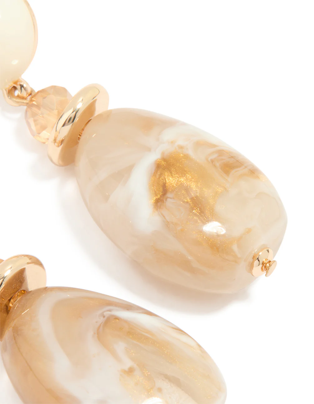 Acrylic Marble Oval Stone Drop Earrings - Image 3