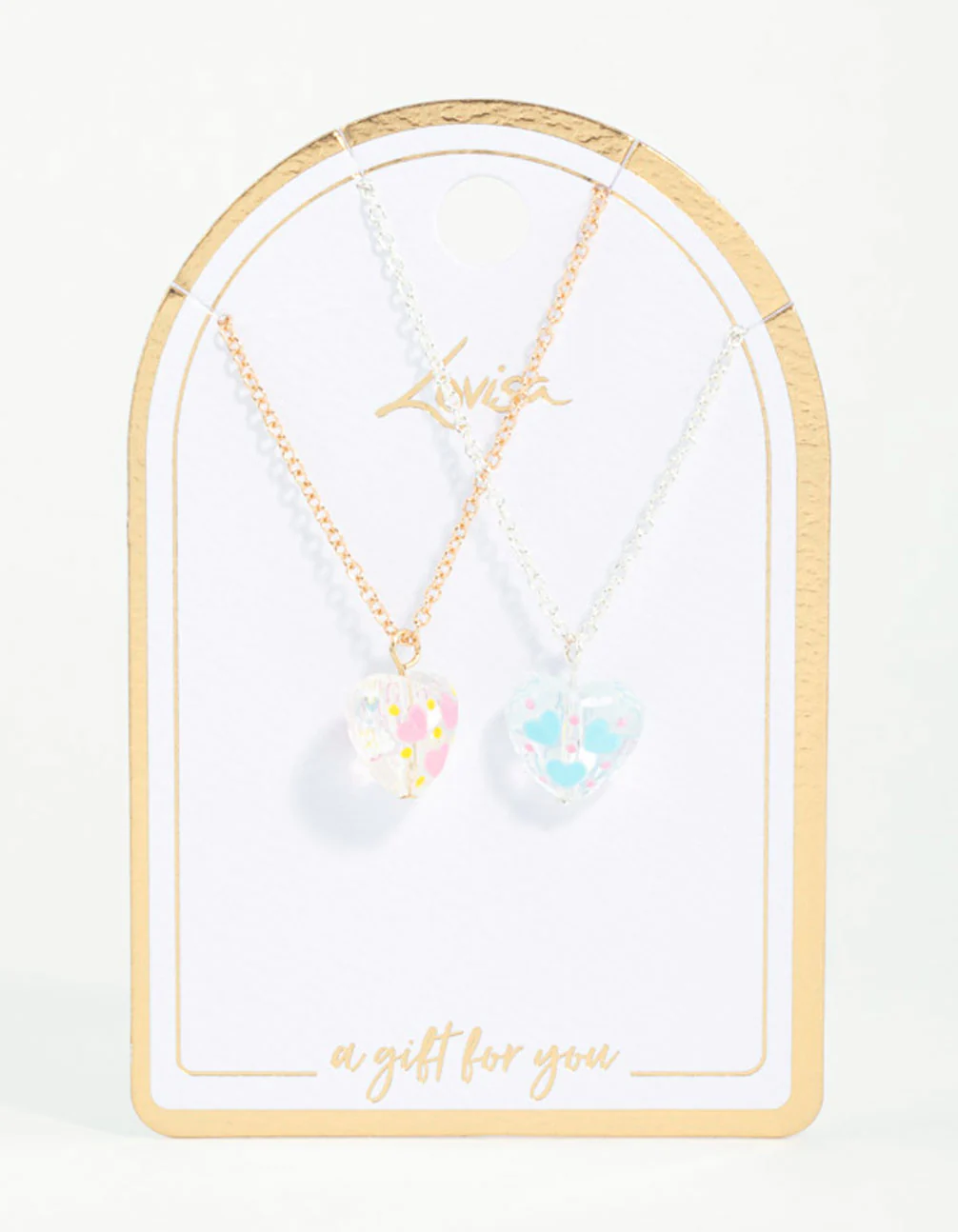 Acrylic Painted Heart Pendant Necklaces 2-Pack - Image 2