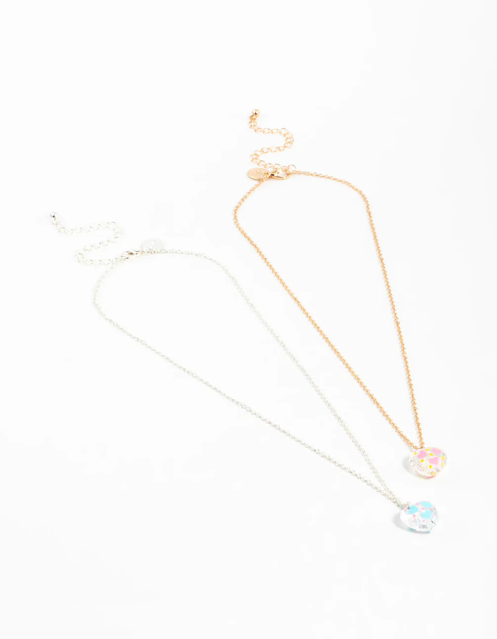 Acrylic Painted Heart Pendant Necklaces 2-Pack - Image 3