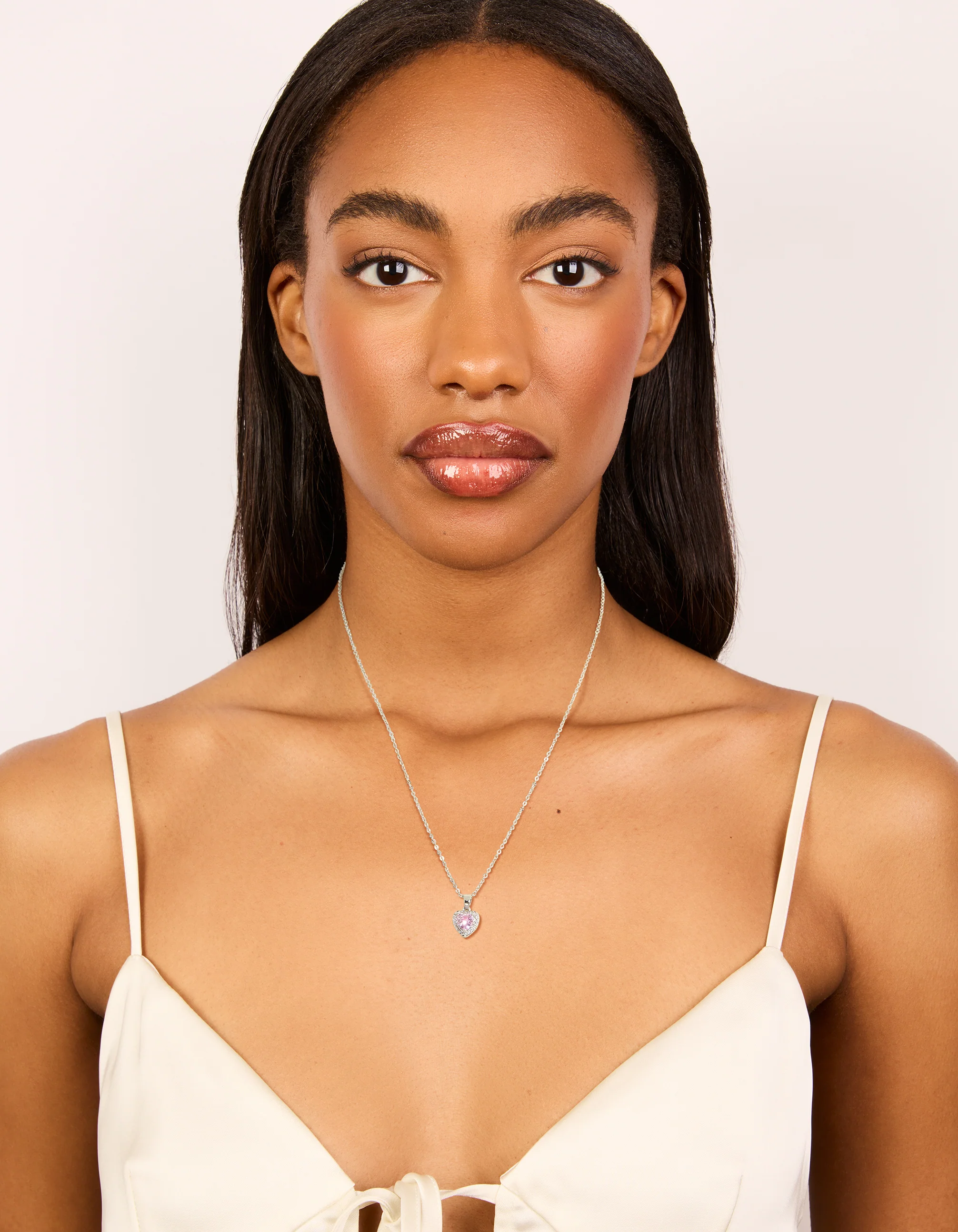 Silver Diamante Heart Necklace - Image 3