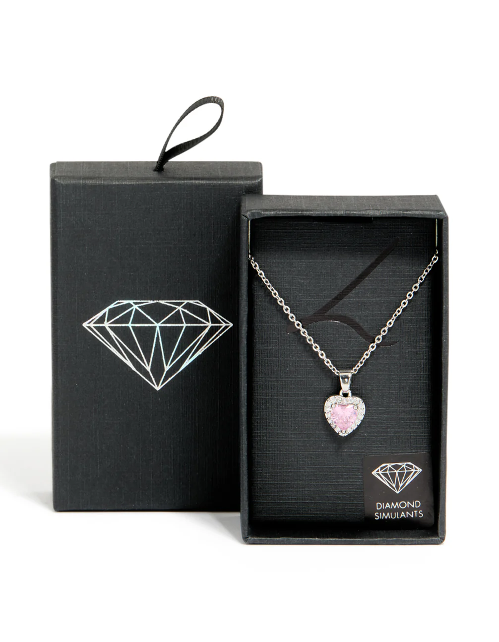 Silver Diamante Heart Necklace - Image 5