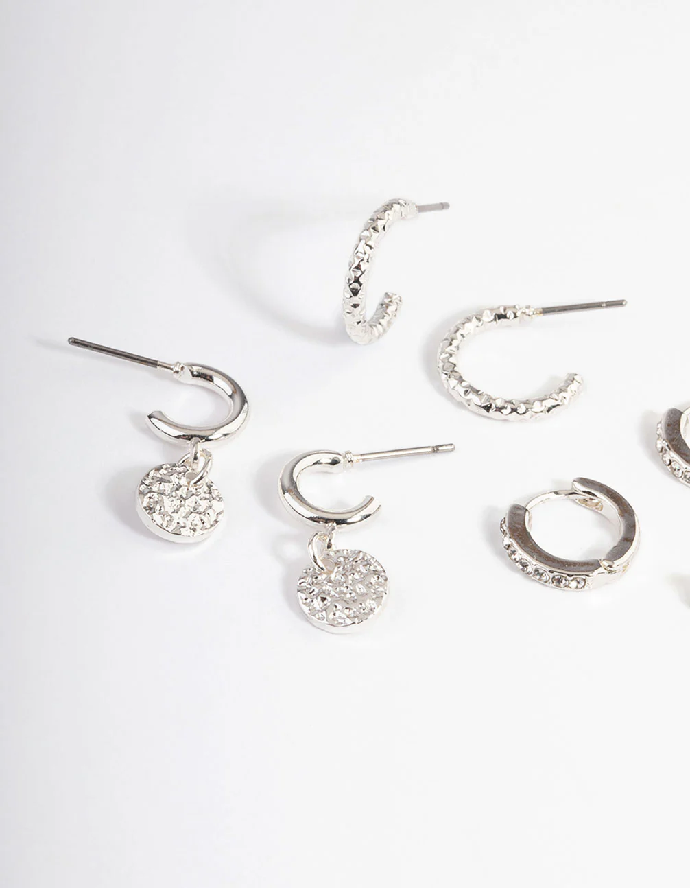 Silver Molten Disc Earrings 4-Pack - Image 2
