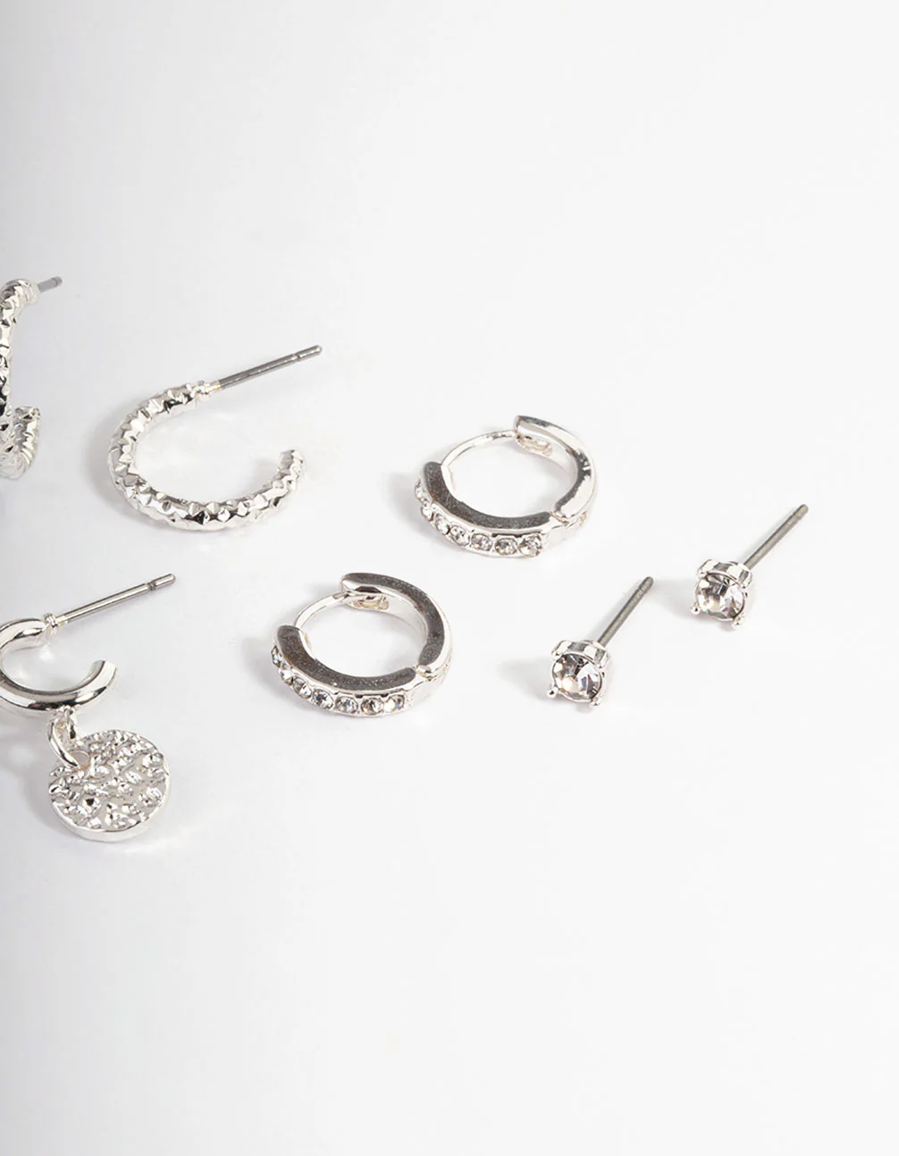 Silver Molten Disc Earrings 4-Pack - Image 3