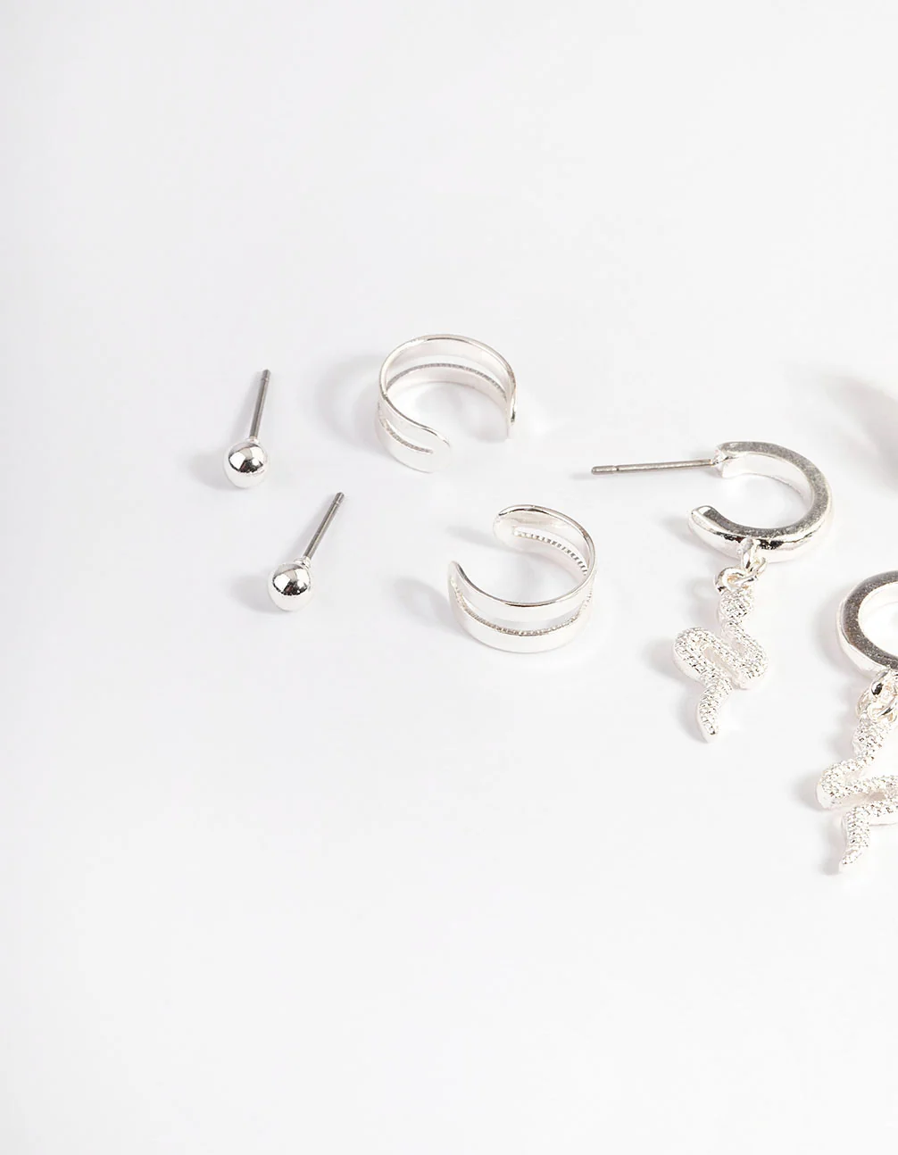 Silver Snake Hoop Earrings 4-Pack - Image 2
