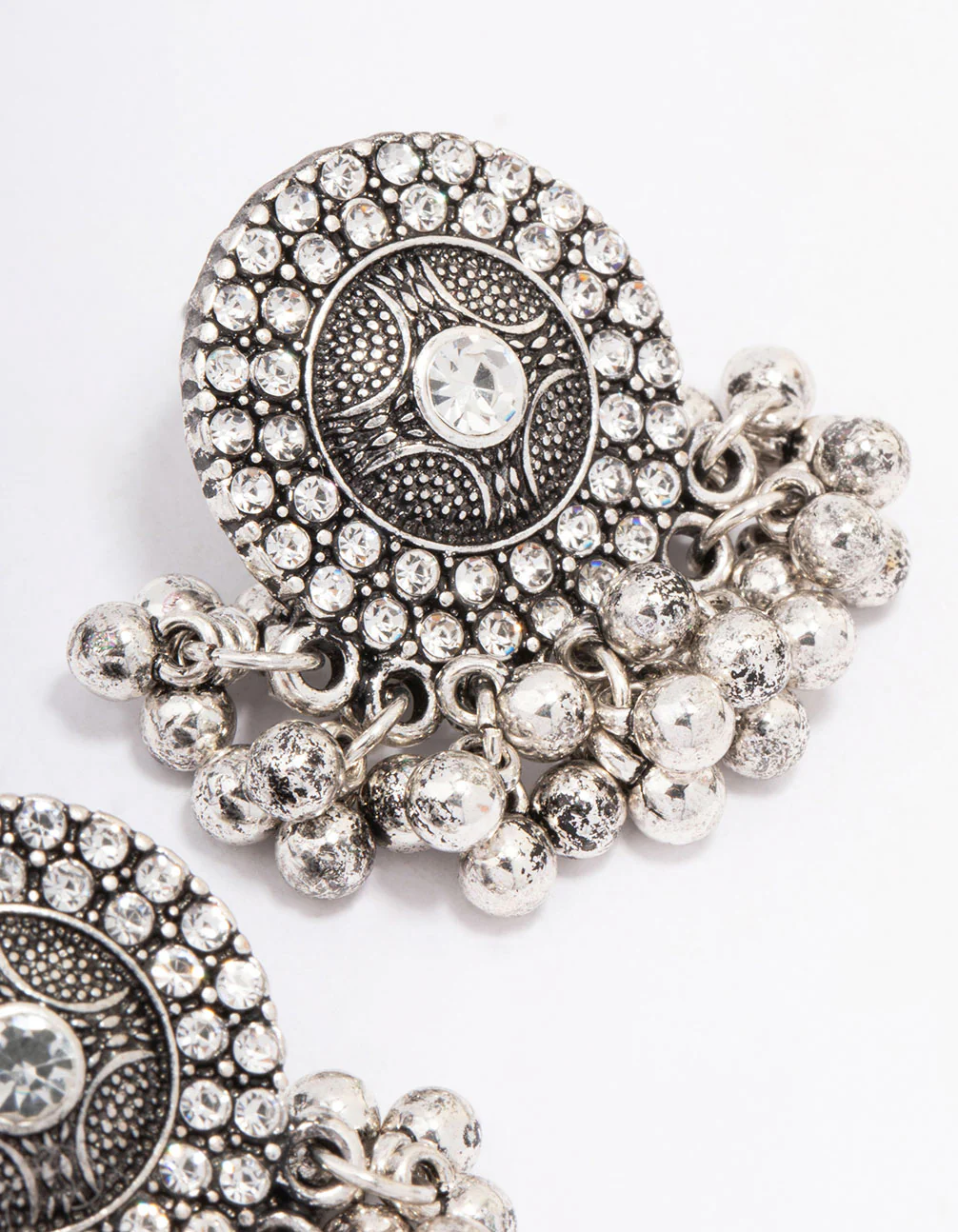 Antique Silver Fringe Drop Earrings - Image 3