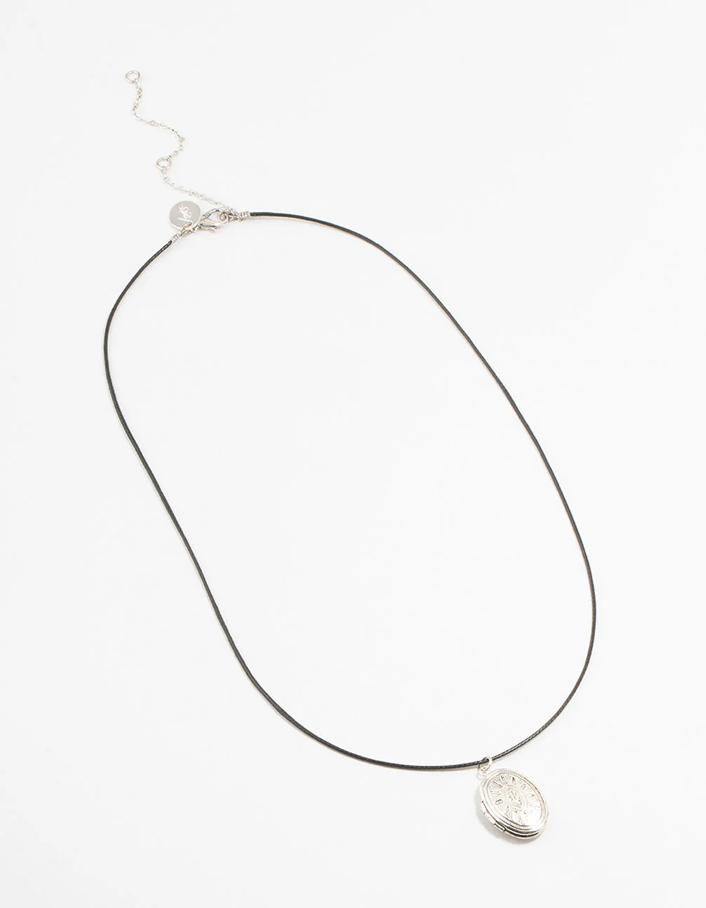 Antique Silver Locket Cord Necklace - Image 2