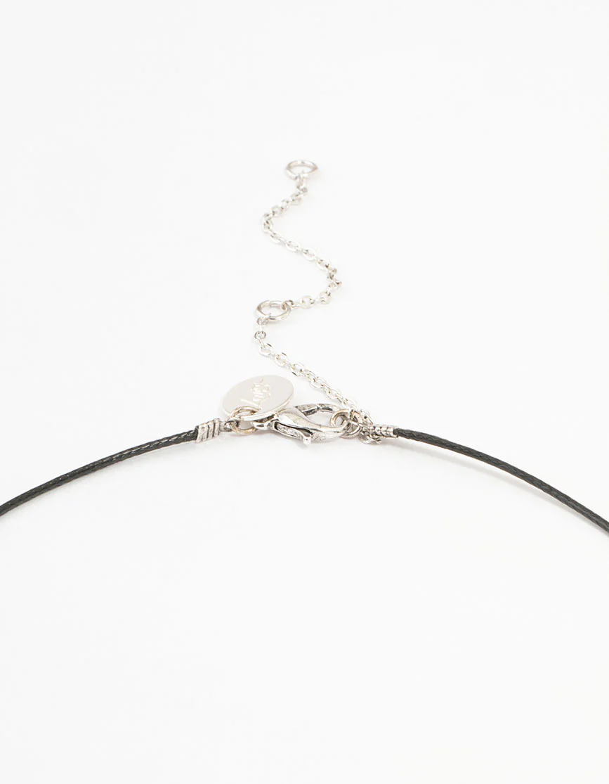 Antique Silver Locket Cord Necklace - Image 3