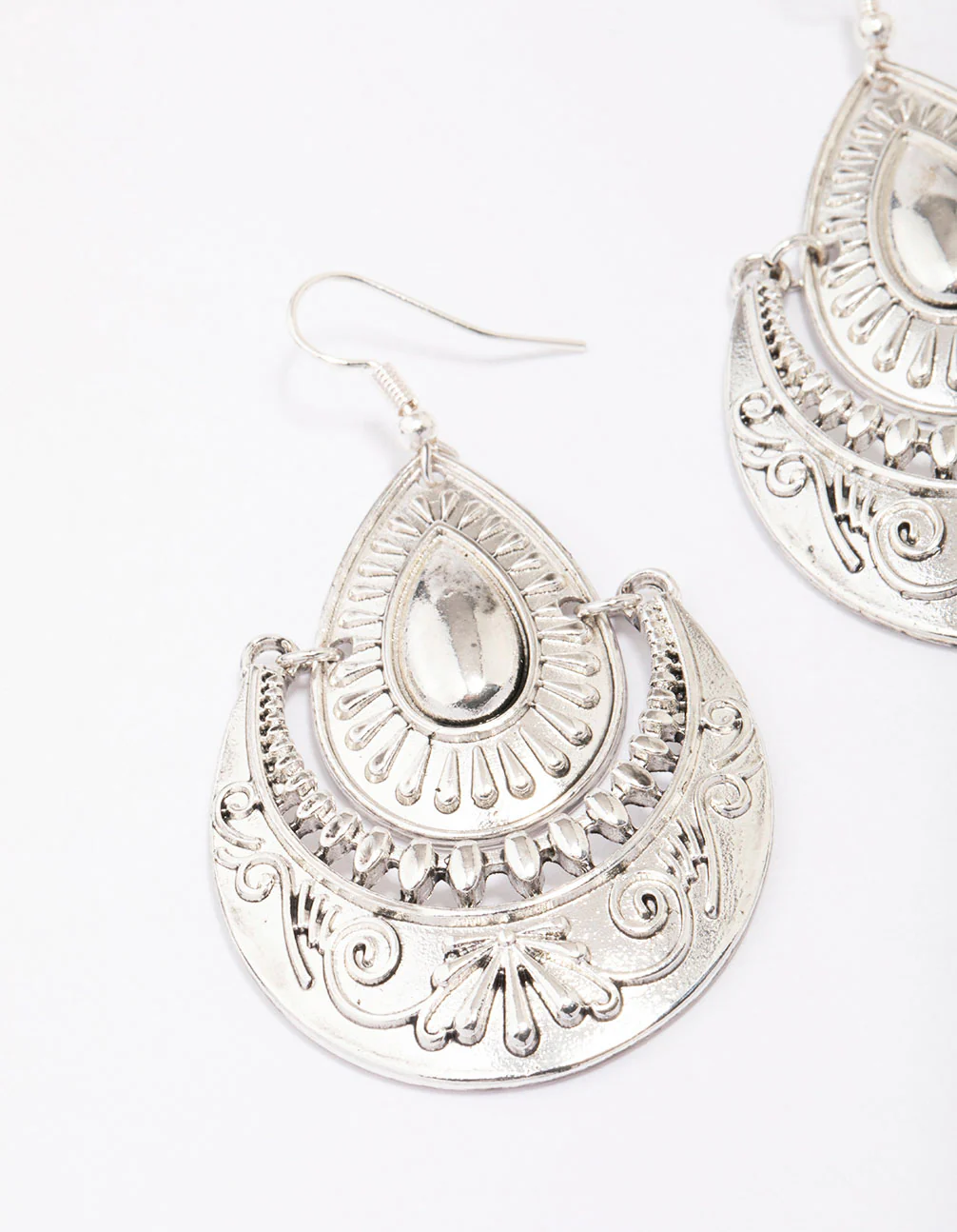 Antique Silver Teardrop Medium Drop Earrings - Image 2