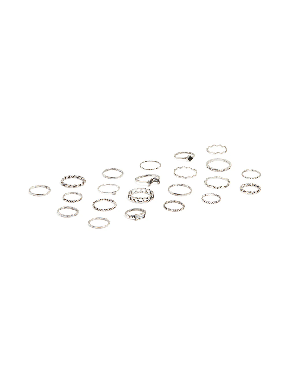 Antique Silver Textured Stacking Rings 22-Pack