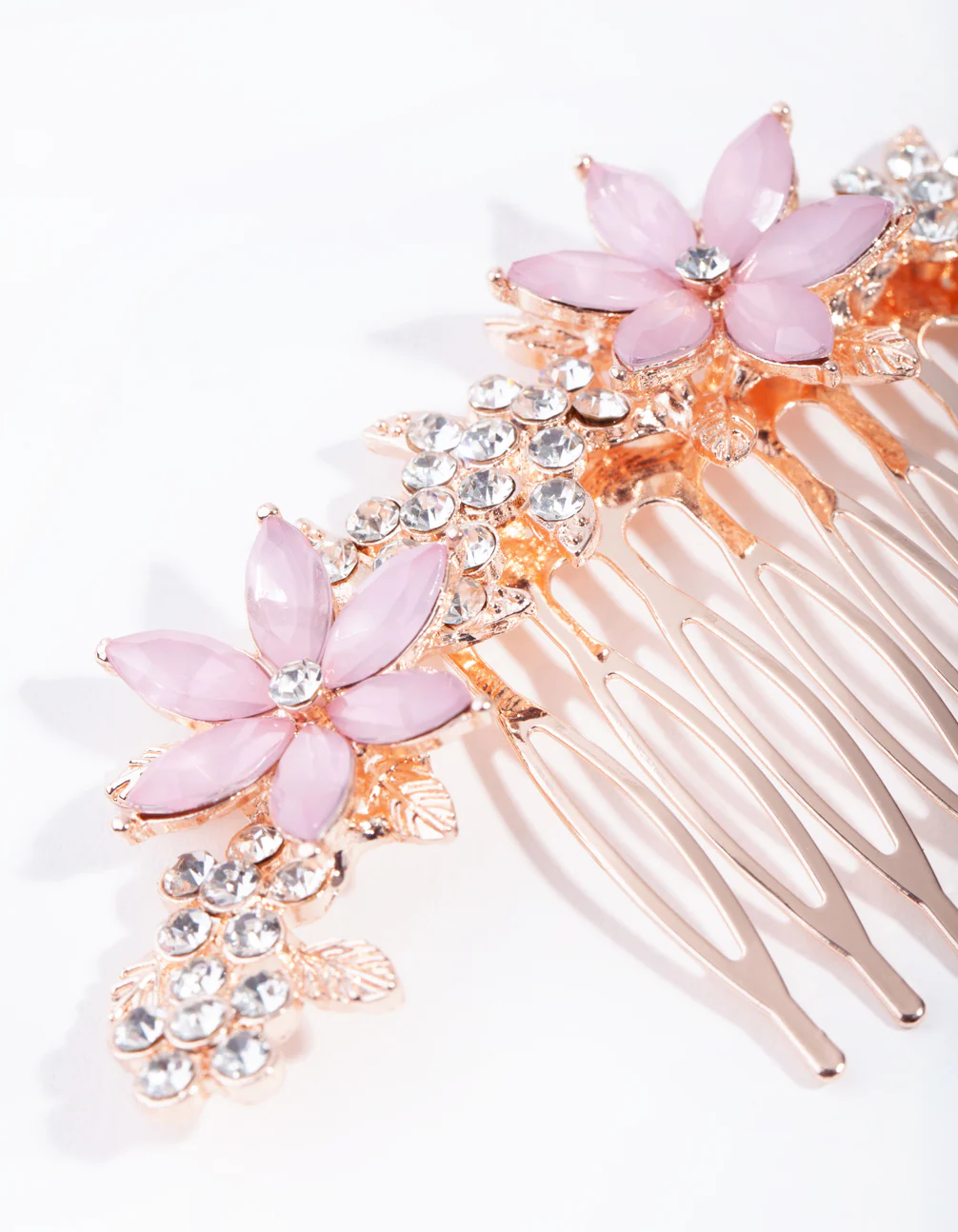 Rose Gold Simple Diamante Flower Comb - Image 2