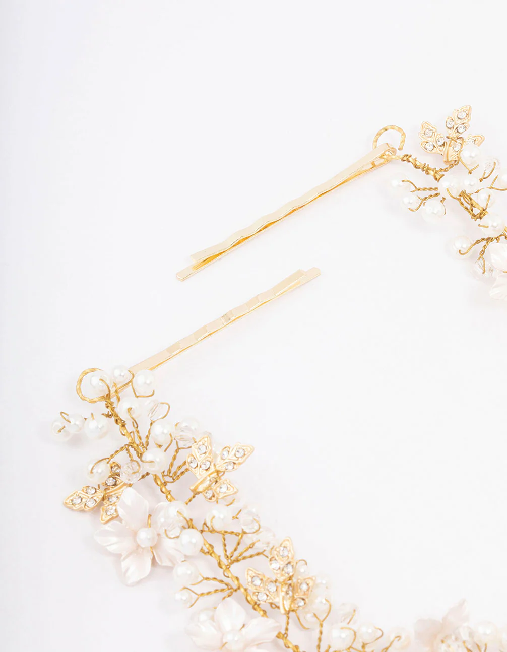 Gold Pearl Cluster Flower Hair Drape - Image 3
