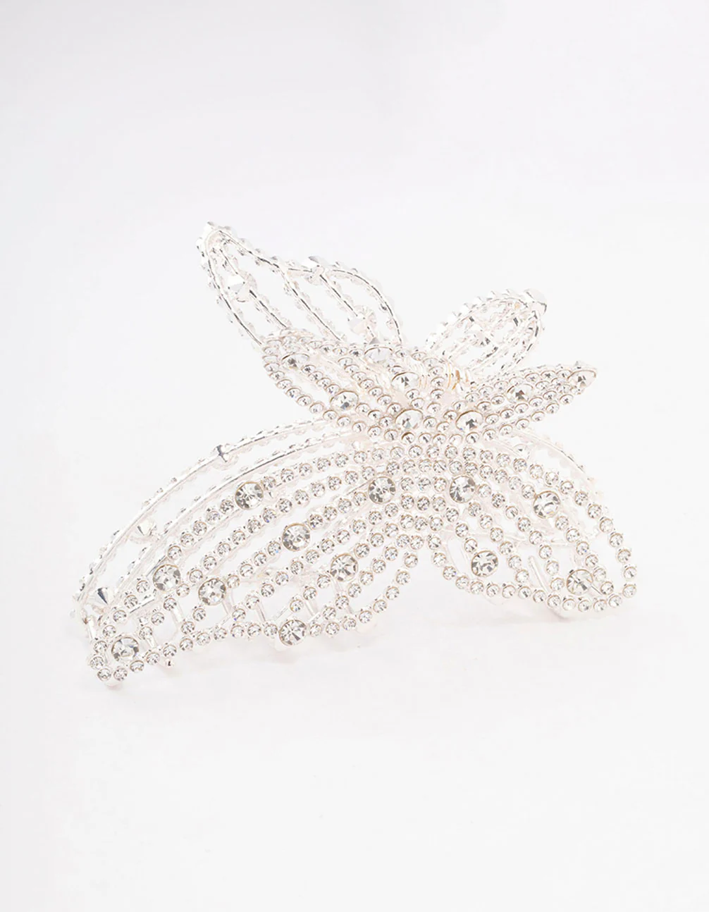 Silver Diamante Butterfly Hair Claw Clip