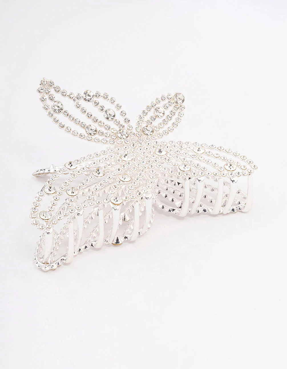 Silver Diamante Butterfly Hair Claw Clip - Image 2