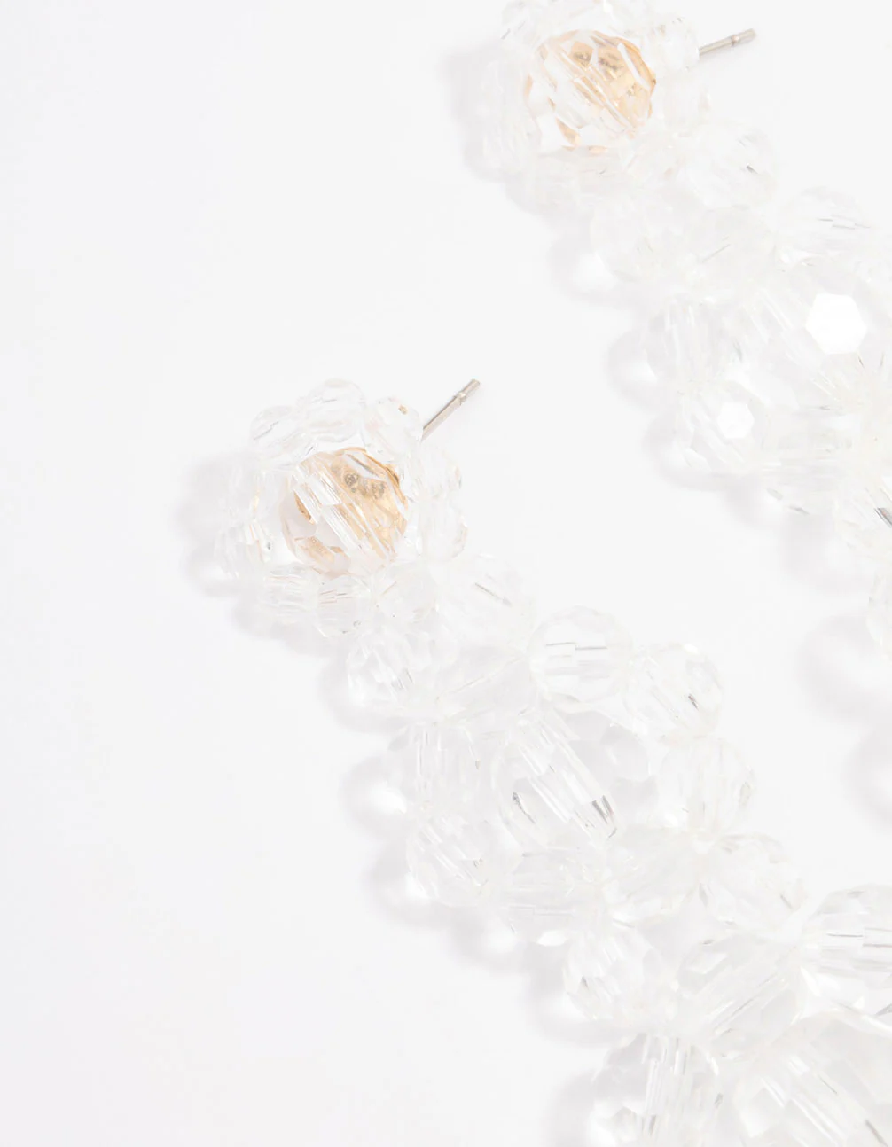 Beaded Clear Flower Graduating Drop Earrings - Image 2