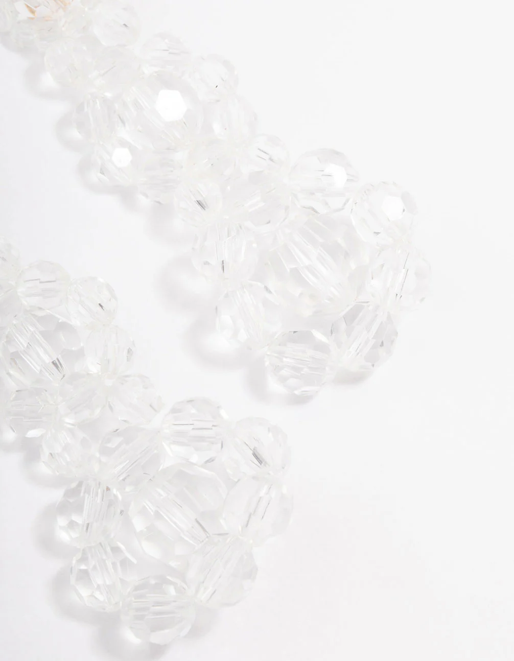 Beaded Clear Flower Graduating Drop Earrings - Image 3