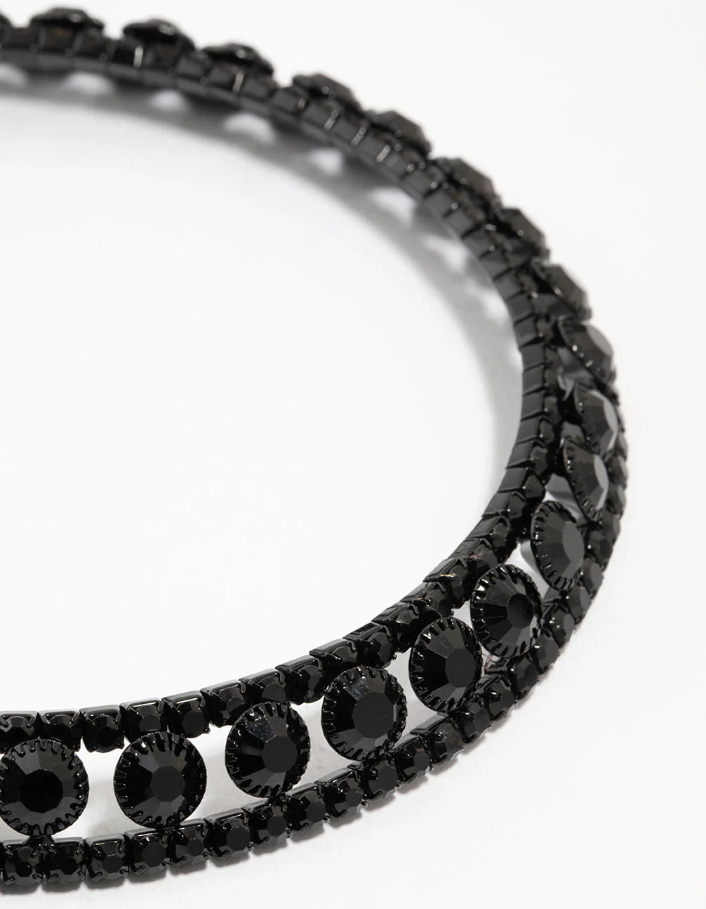 Black Coated Metal Diamante Collar Choker - Image 2