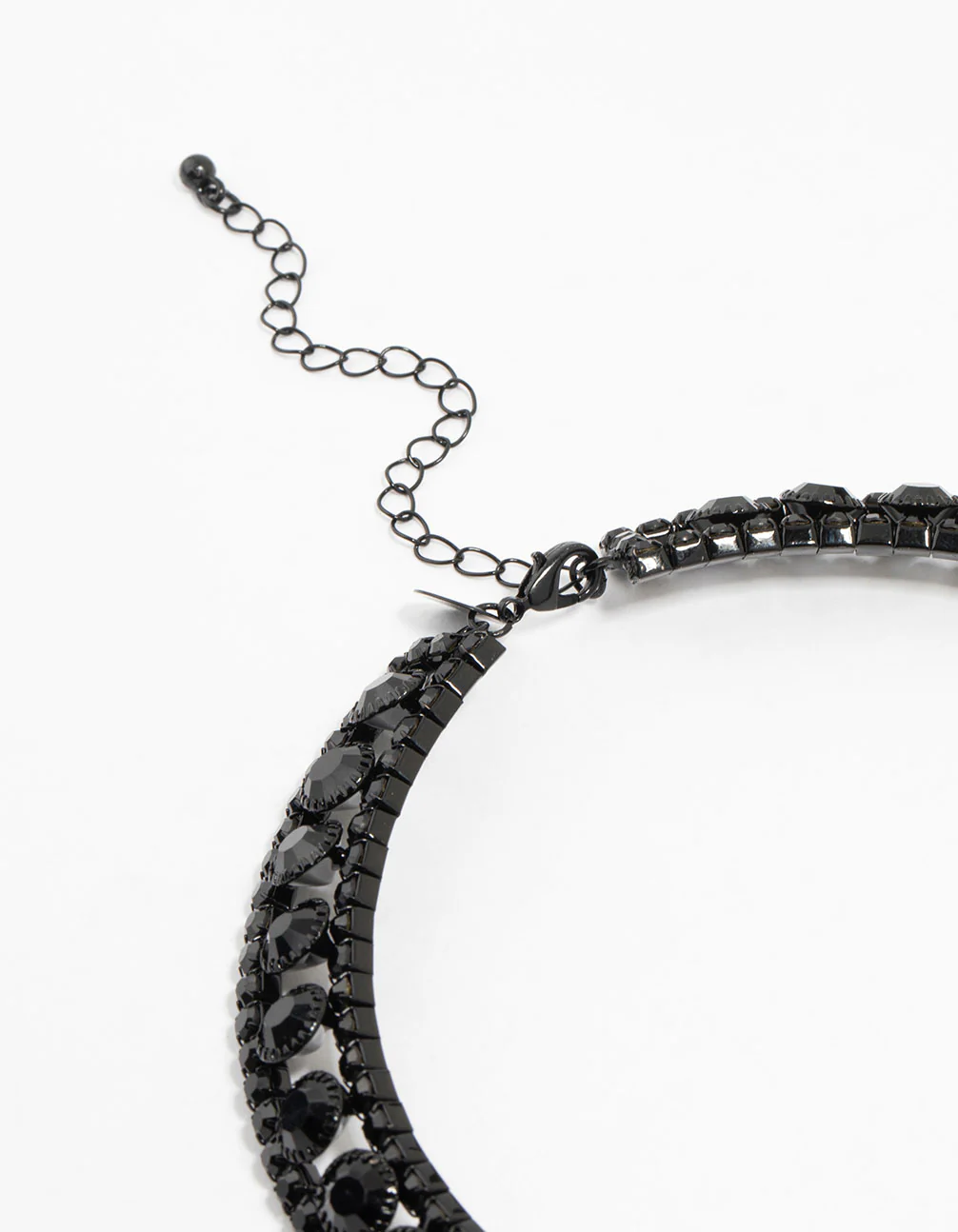 Black Coated Metal Diamante Collar Choker - Image 6