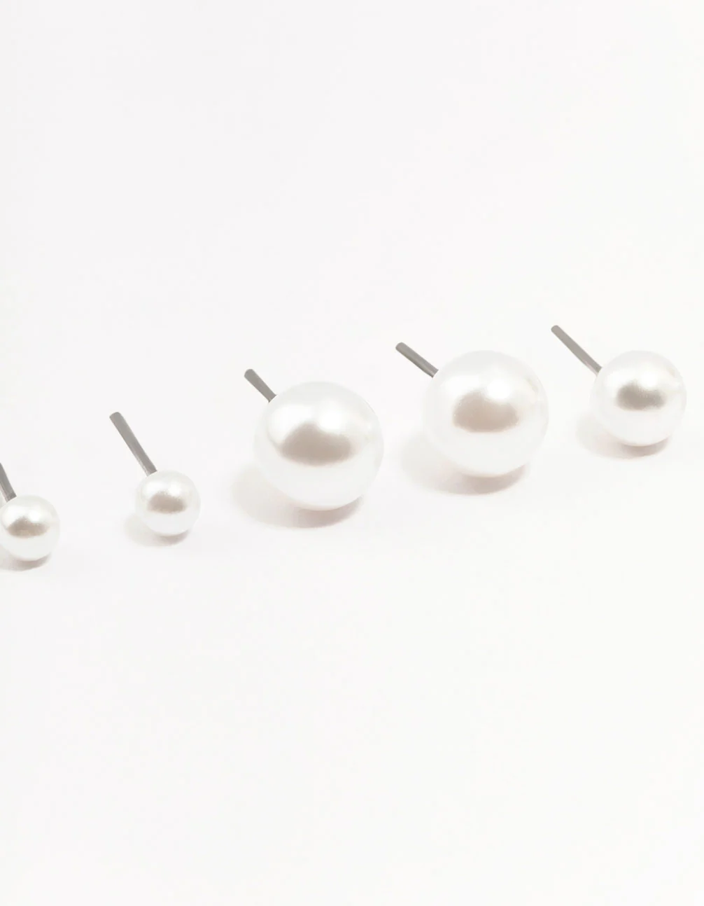Beaded Multi Size Pearl Stud Earrings 3-Pack - Image 2