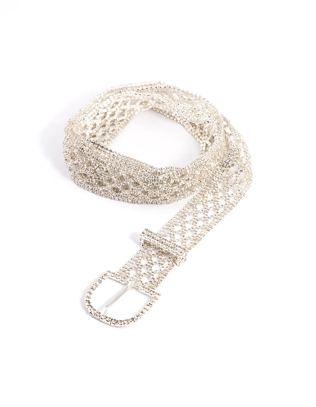 Silver Diamante Mesh Chain Belt - Image 2
