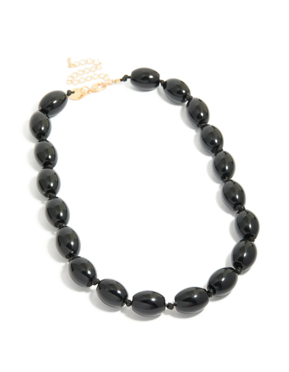 Black Acrylic Beaded Necklace - Image 4