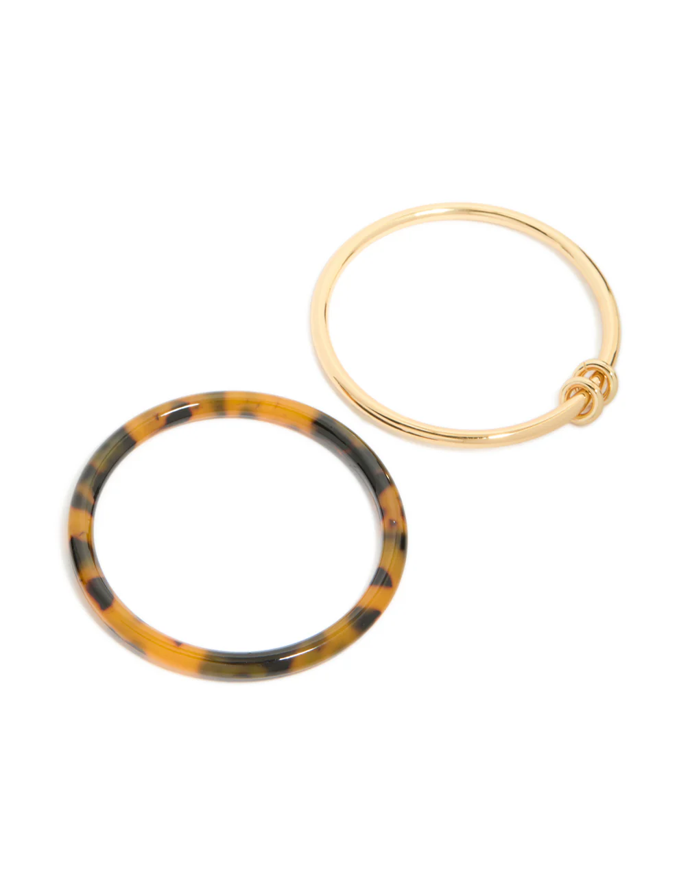 Black Brown Acrylic & Gold Smooth Bangles 2-Pack