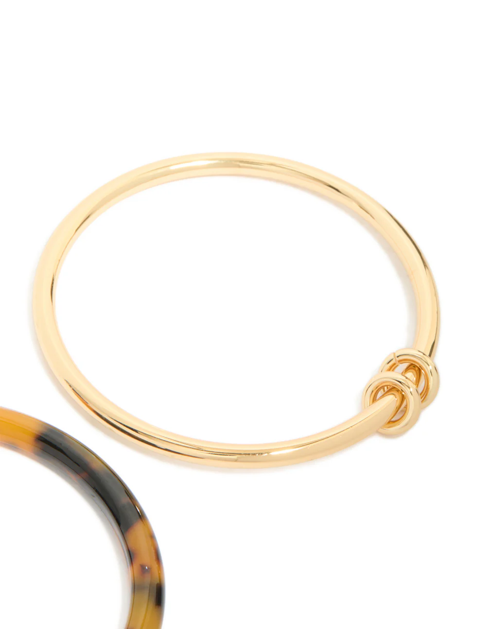 Black Brown Acrylic & Gold Smooth Bangles 2-Pack - Image 3