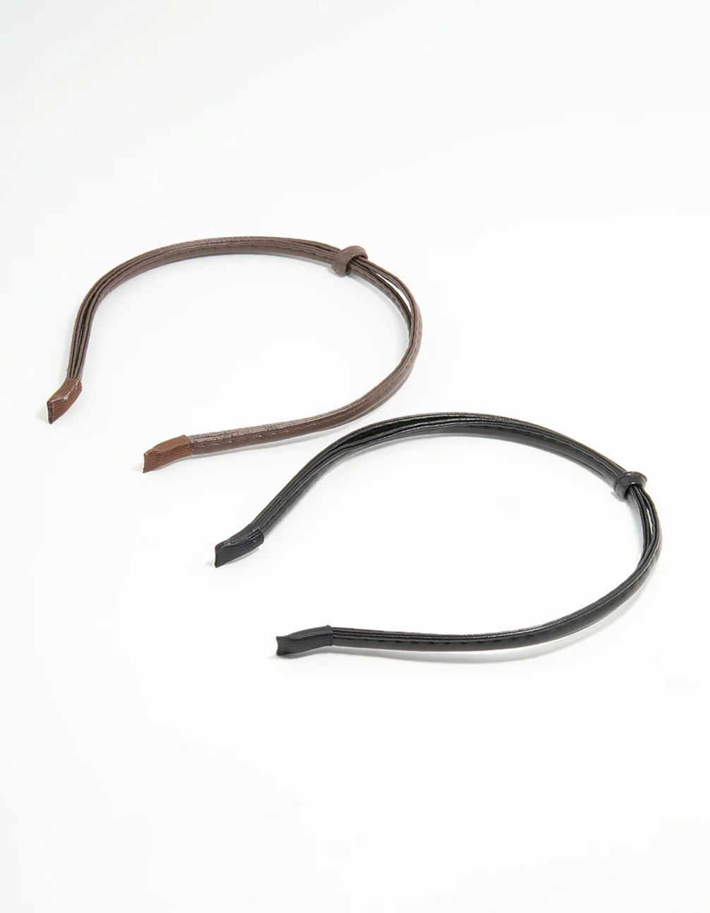 Black & Brown Faux Leather Small Knitted Headbands 2-Pack - Image 3