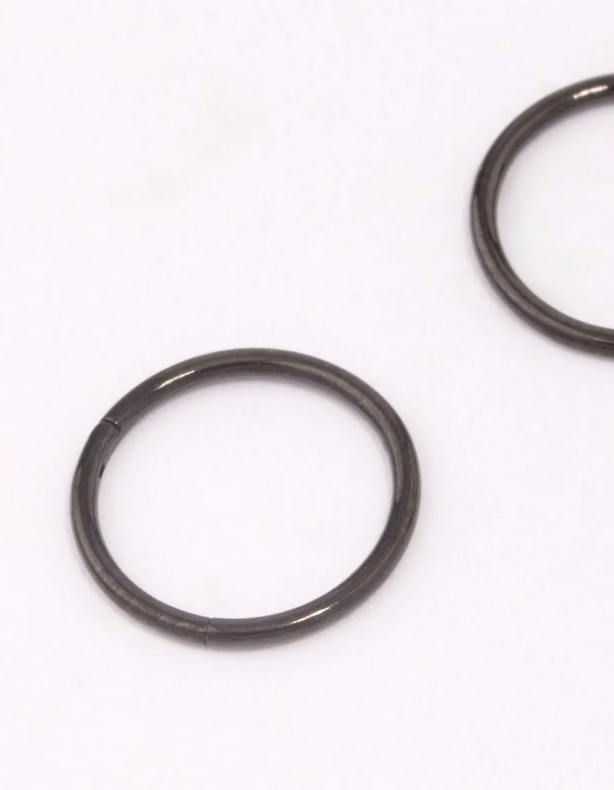 Black Coated Titanium Fine Sleeper Earrings - Image 3