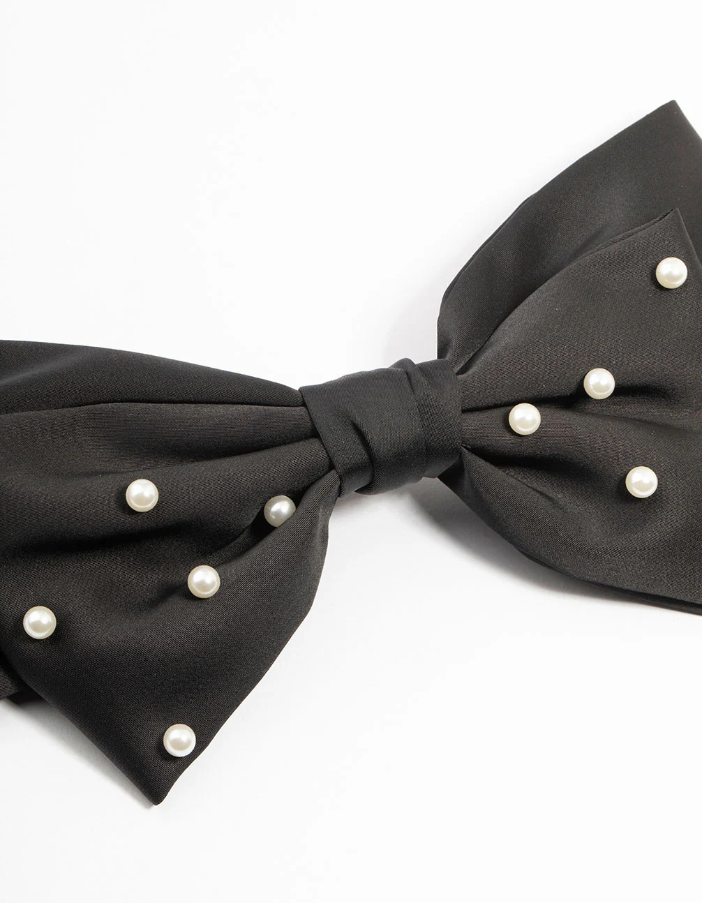 Black Fabric Pearl Bow Clip - Image 2