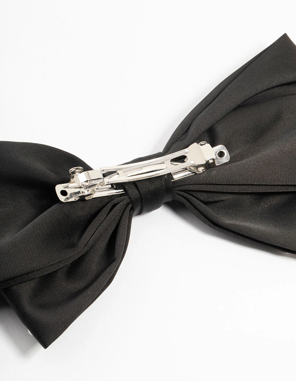 Black Fabric Pearl Bow Clip - Image 3