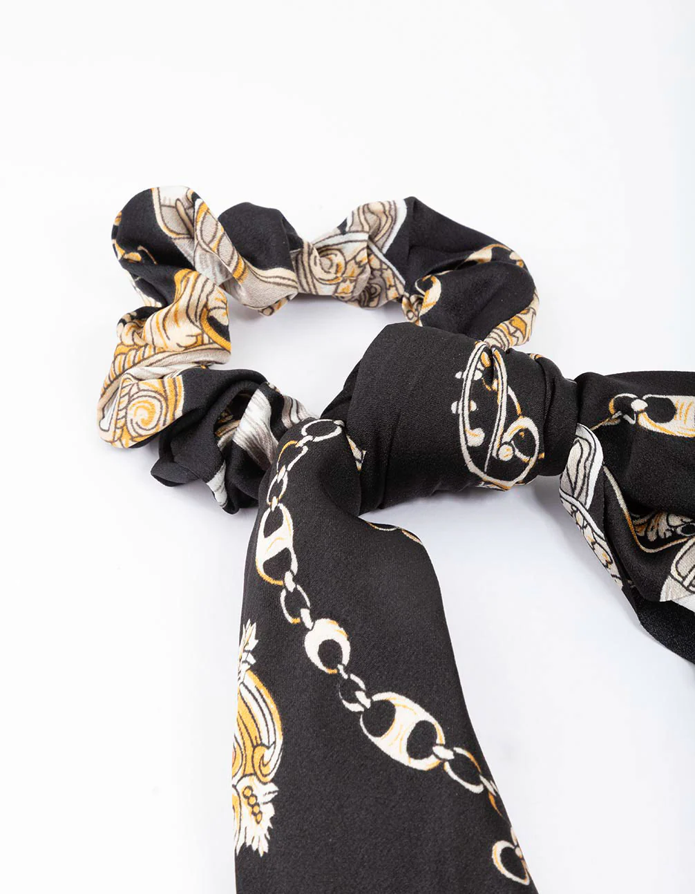 Black Fabric Regal Ornate Satin Scarf - Image 2