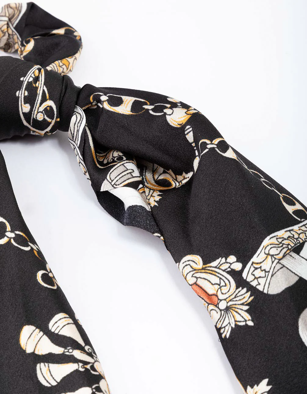 Black Fabric Regal Ornate Satin Scarf - Image 3