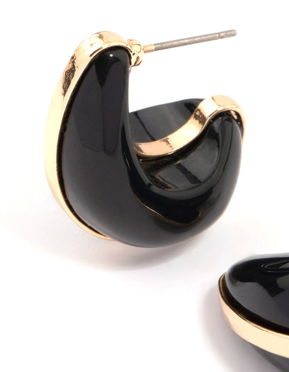Black & Gold Teardrop Earrings - Image 2