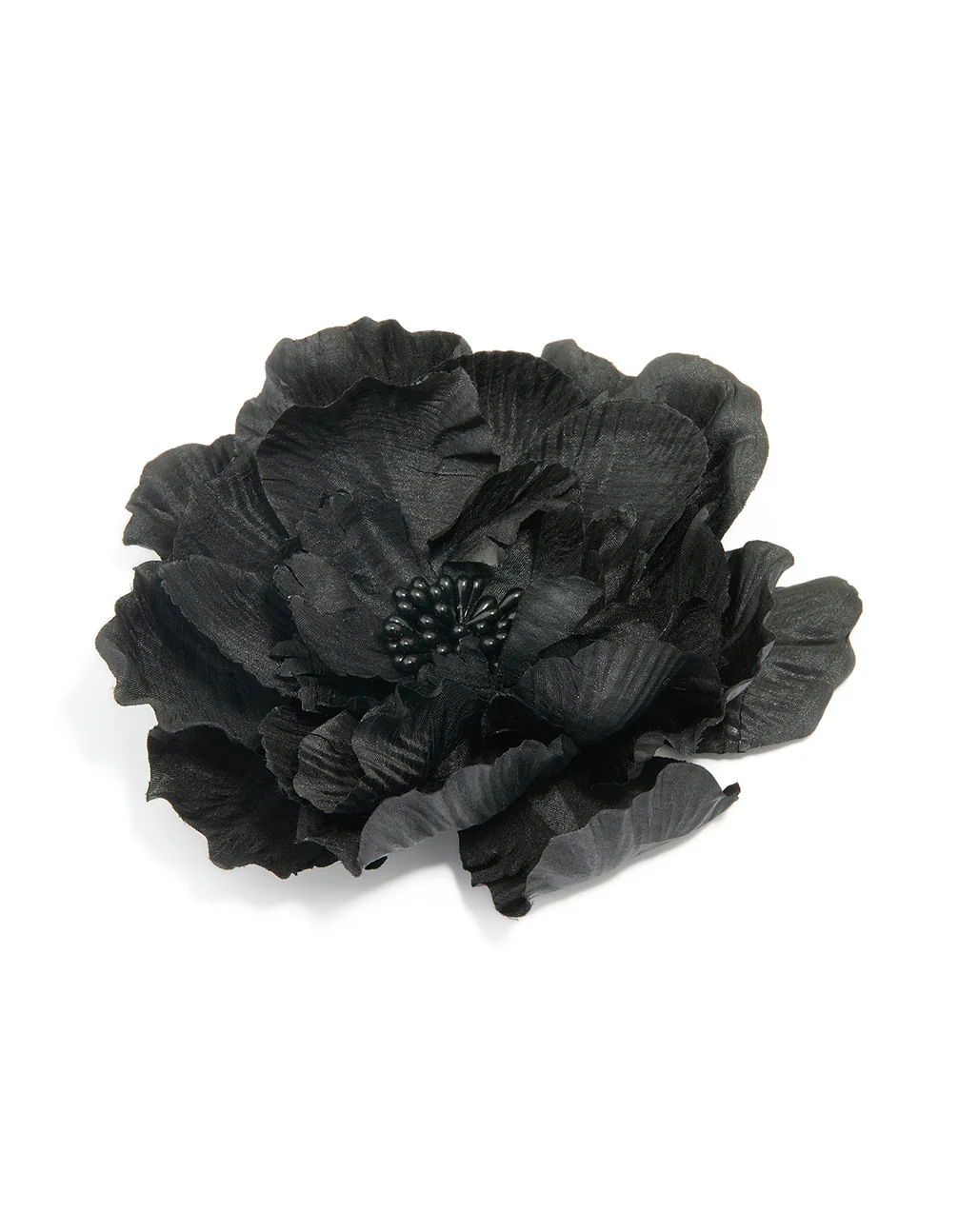 Black Large Fabric Poppy Flower Corsage Brooch