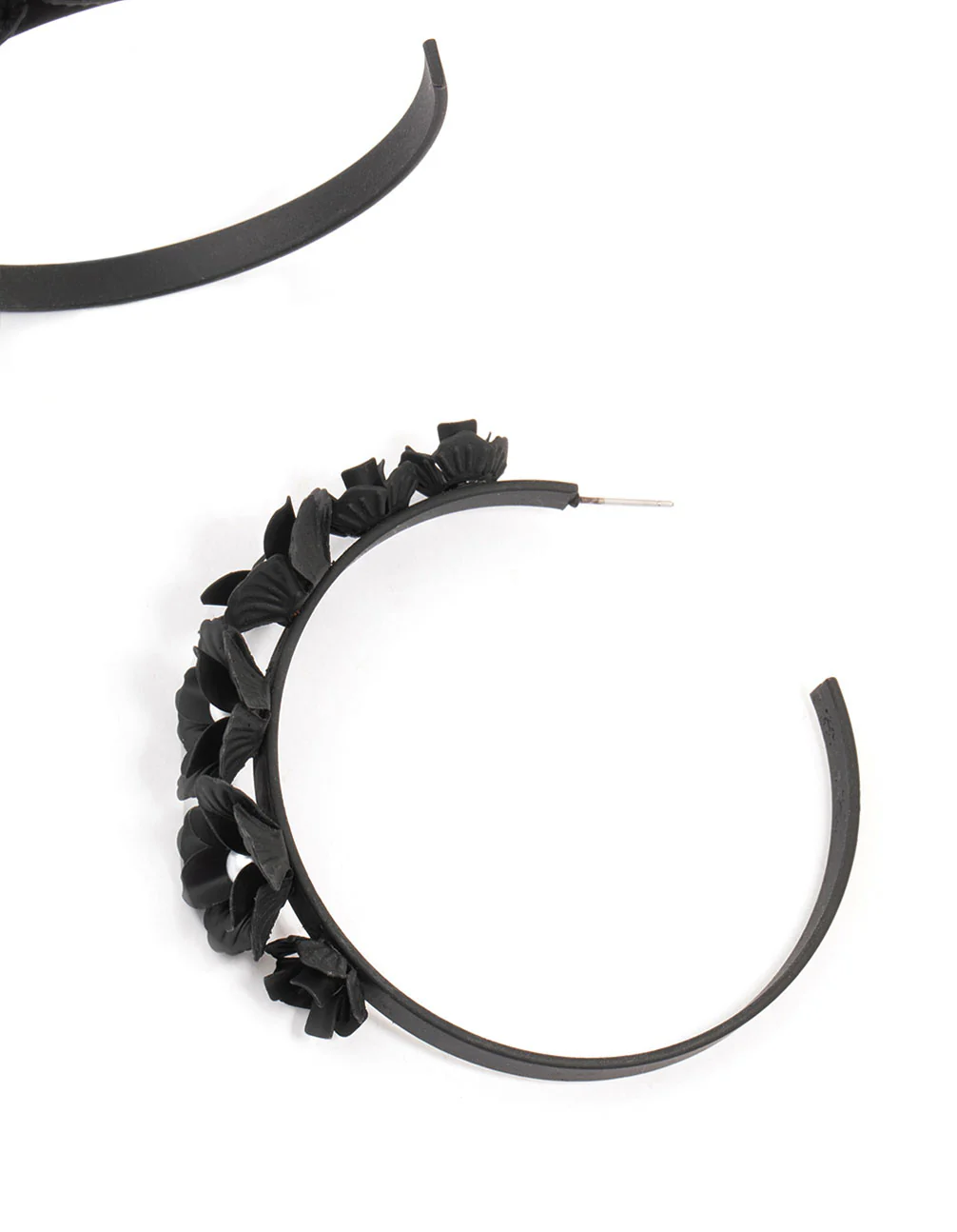 Black Floral Pearl Hoop Earrings - Image 3