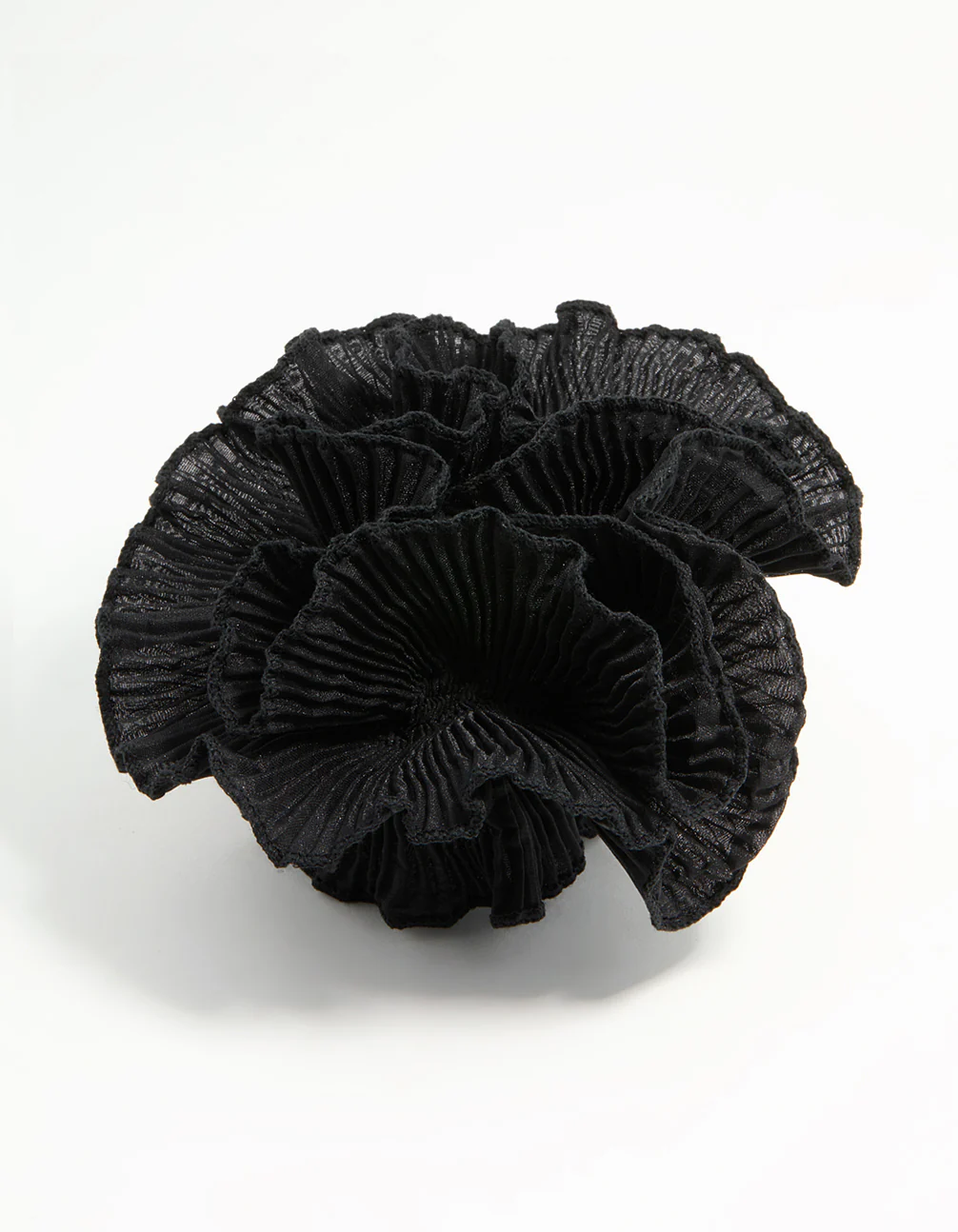 Black Plisse Fabric Large Scrunchie