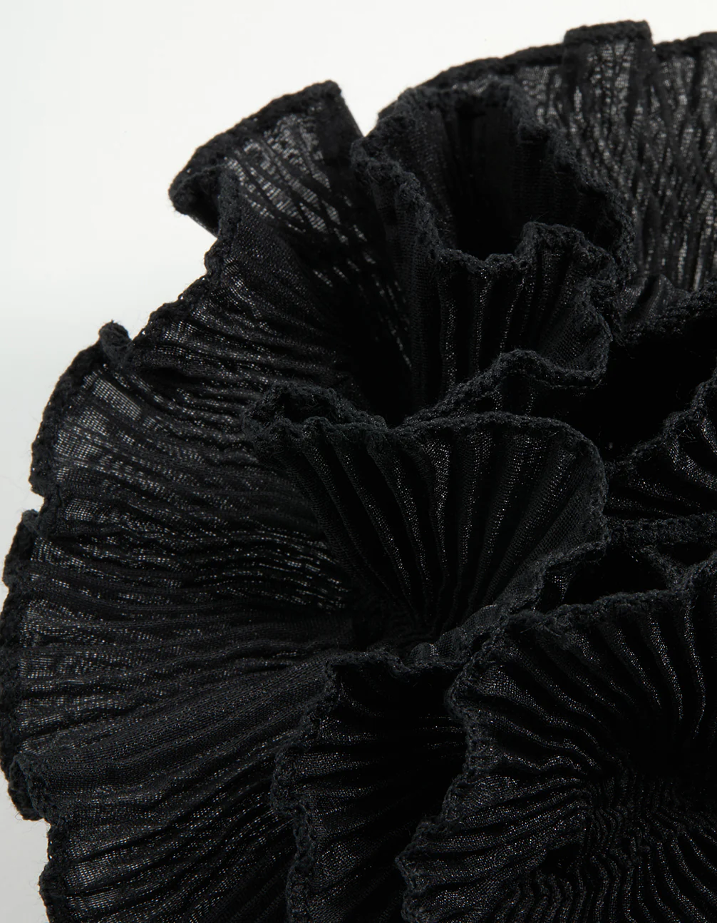Black Plisse Fabric Large Scrunchie - Image 2