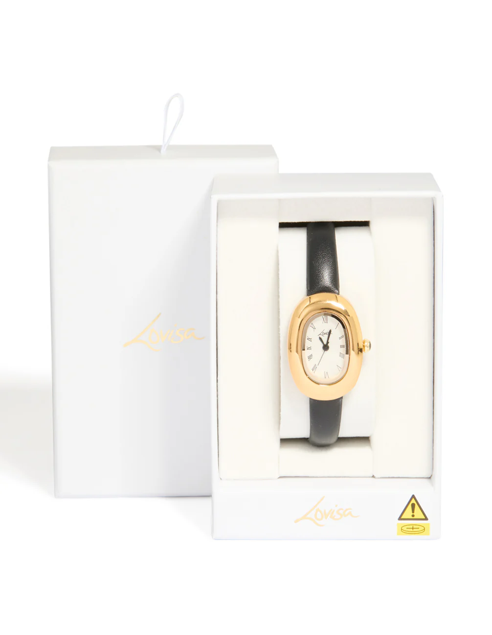 Black PU Leather Bubble Oval Watch - Image 5
