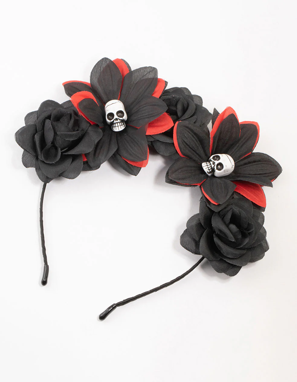 Black & Red Floral Skull Headband - Image 3
